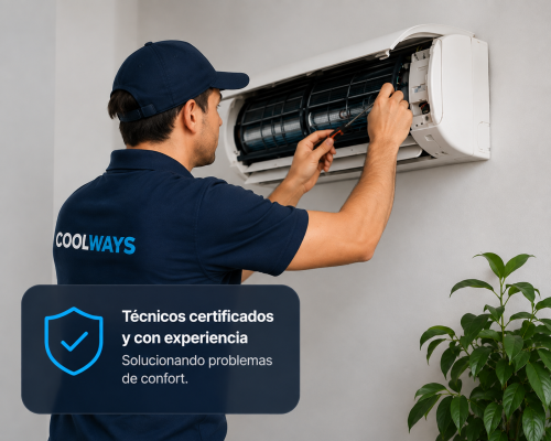 Técnico certificado reparando aire acondicionado